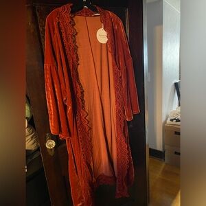 Burnt Orange Velvety Duster 🍂